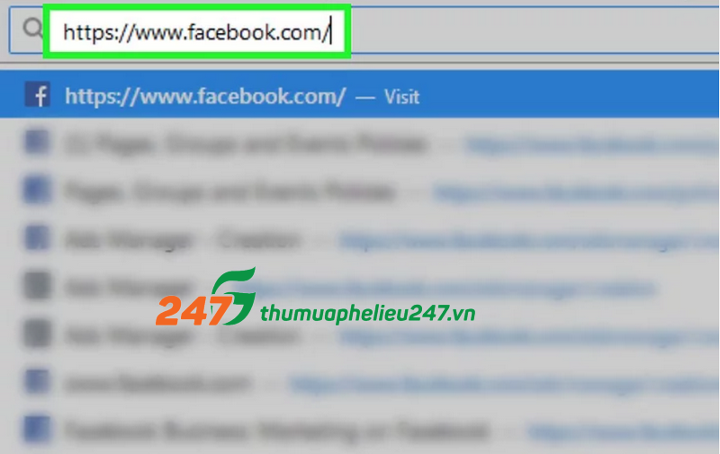Nhập URL Facebook rút gọn vào thanh địa chỉ của trình duyệt